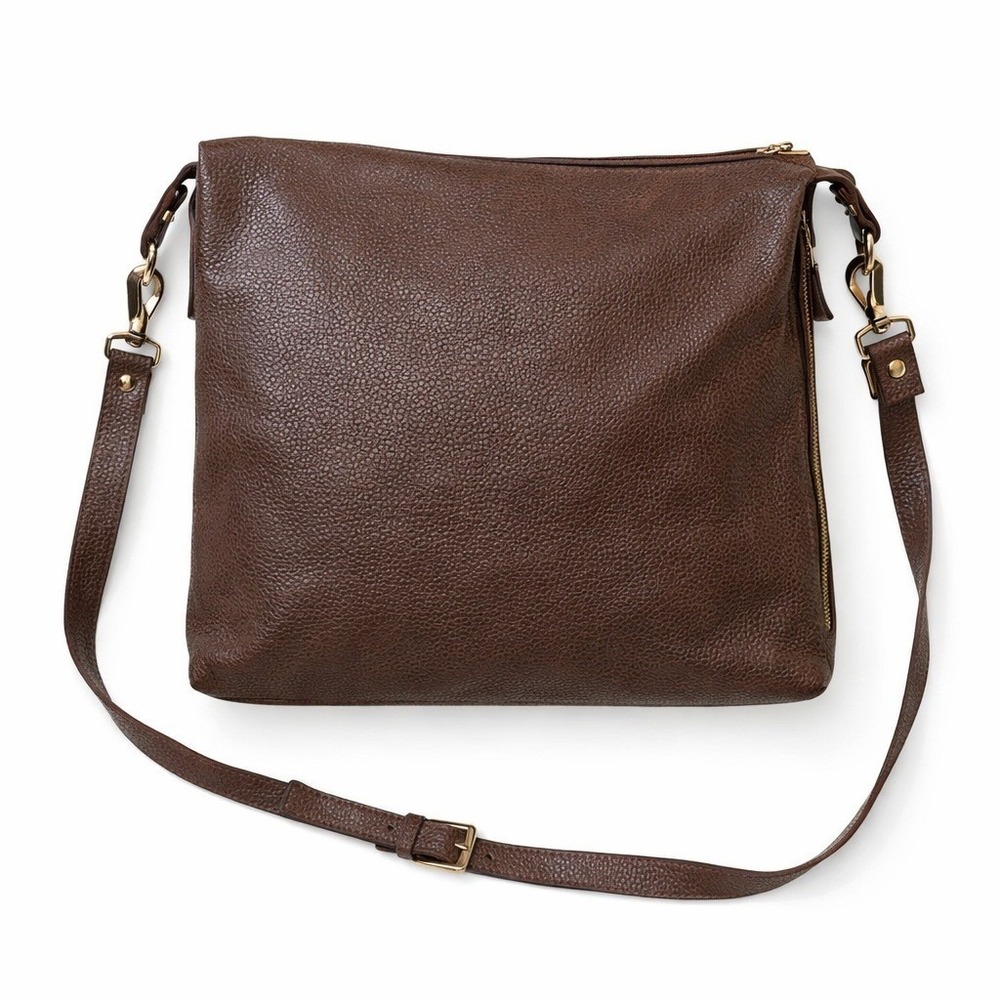 Gianni Notaro Pebbled Leather Crossbody Bag Brown Gold‎ Hardware Italy